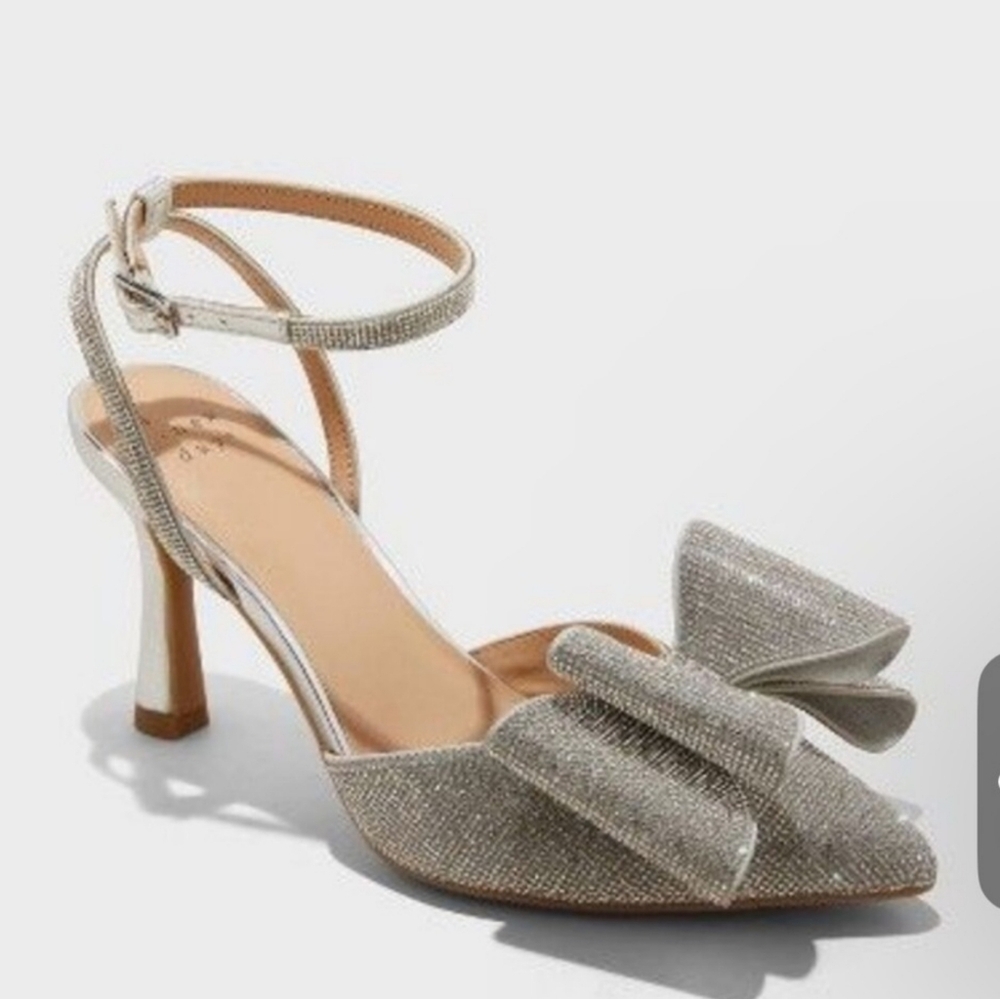 a new day Silver Rhinestone Julia Bow Heels